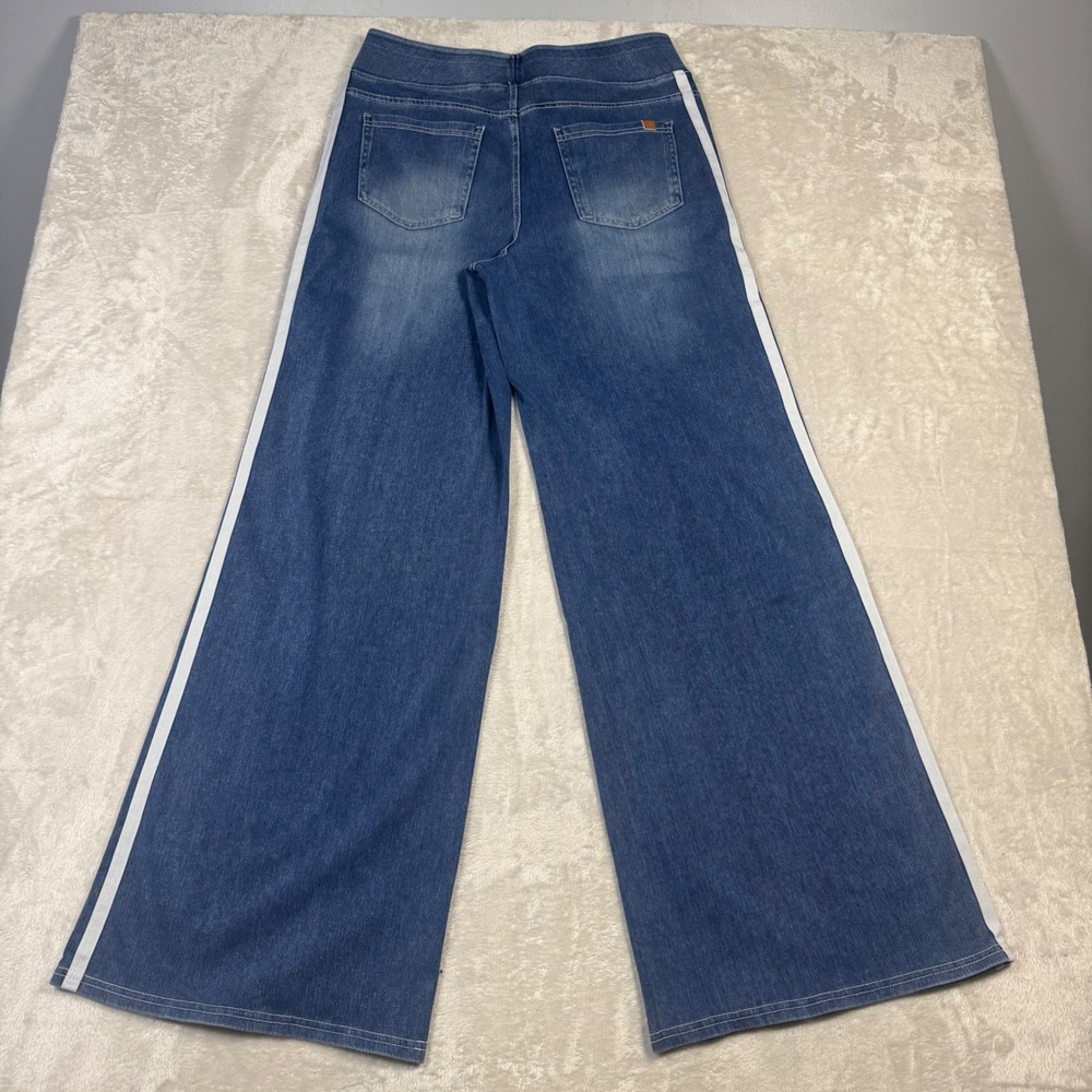 NWOT Halara Flex Womens High Waisted Stripe Wide‎ Leg Flowy Jeans L Pockets - Picture 9 of 13